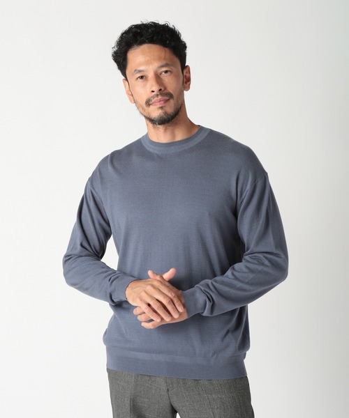 MEN'S BIGI(メンズビギ)の「16Gハイゲージクルーニットソー(ニット/セーター・メンズ・ブラウン/ベージュ/ブルー/ブラック・01/02/03/04)」の7枚目の写真