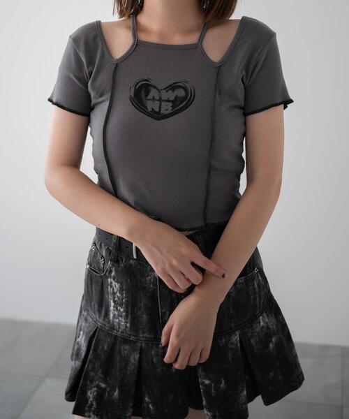 dispark(ディスパーク)の「DISPARK/ホルターステッチデザインメロウトップス(Tシャツ/カットソー・レディース・ブラック/グレー・FREE)」の2枚目の写真