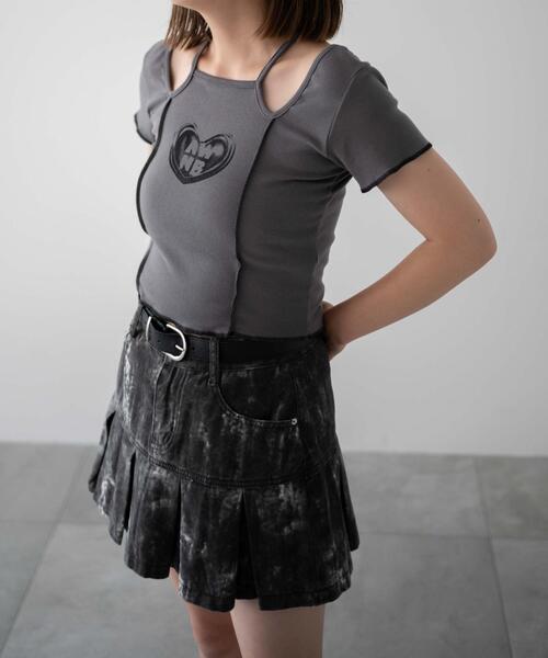 dispark(ディスパーク)の「DISPARK/ホルターステッチデザインメロウトップス(Tシャツ/カットソー・レディース・ブラック/グレー・FREE)」の9枚目の写真