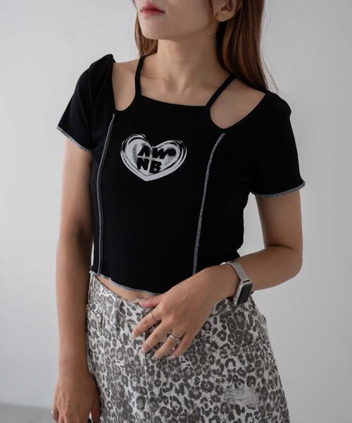 dispark(ディスパーク)の「DISPARK/ホルターステッチデザインメロウトップス(Tシャツ/カットソー・レディース・ブラック/グレー・FREE)」の5枚目の写真
