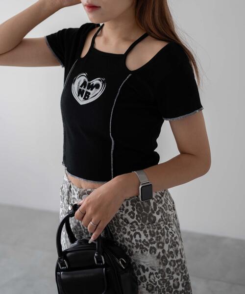 dispark(ディスパーク)の「DISPARK/ホルターステッチデザインメロウトップス(Tシャツ/カットソー・レディース・ブラック/グレー・FREE)」の6枚目の写真