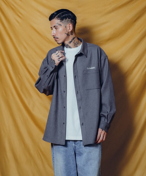 Subciety（サブサエティ）の「WOOL-LIKE LOOSE SHIRT（シャツ/ブラウス・メンズ・ホワイト/ブラック/ブラウン/グレー・SMALL/MEDIUM/LARGE/X-LARGE）」の15枚目の写真