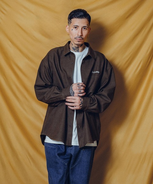Subciety（サブサエティ）の「WOOL-LIKE LOOSE SHIRT（シャツ/ブラウス・メンズ・ホワイト/ブラック/ブラウン/グレー・SMALL/MEDIUM/LARGE/X-LARGE）」の7枚目の写真