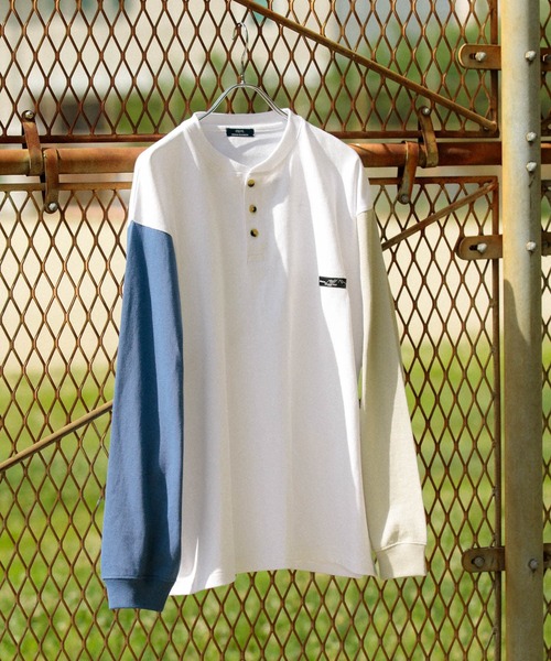 ITEMS URBANRESEARCH(アイテムズ アーバンリサーチ)の「天竺 ワンポイント ヘンリーL.スリーブT(Tシャツ/カットソー・メンズ・ベージュ/その他1/ホワイト/ブルー/ブラック・MEDIUM/LARGE)」の5枚目の写真