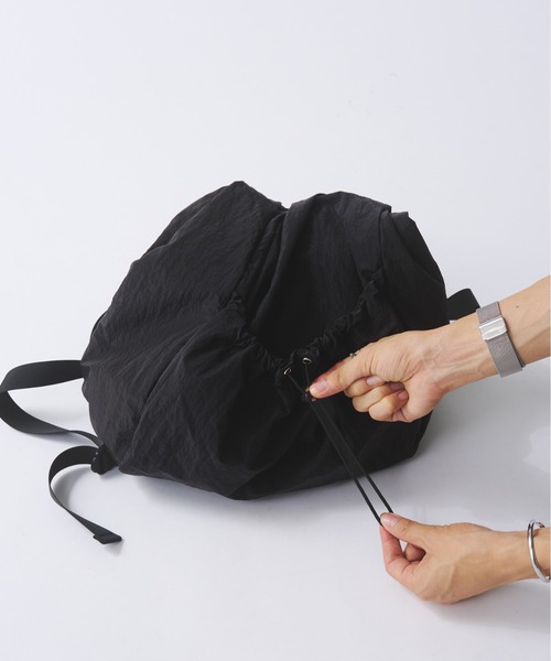 ネイビー ブラック グリーン チェック ドローコード バックパック ナップサック SEQUENZ（シークエンズ）】DAILY TECH KNAPSACK / ナップサック