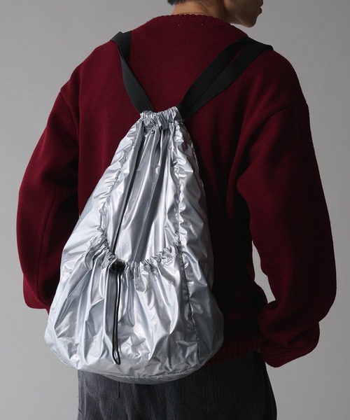 ネイビー ブラック グリーン チェック ドローコード バックパック ナップサック SEQUENZ（シークエンズ）】DAILY TECH KNAPSACK / ナップサック