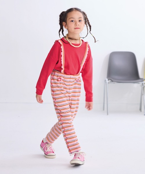 HOGAN RANCH WEAR（ホーガンランチウエア）の「パイルメロー2wayサロペット（サロペット/オーバーオール・キッズ・グリーン/レッド/オフホワイト/ライトブルー/ミント/ピンク・100/80/120/110/90）」の5枚目の写真