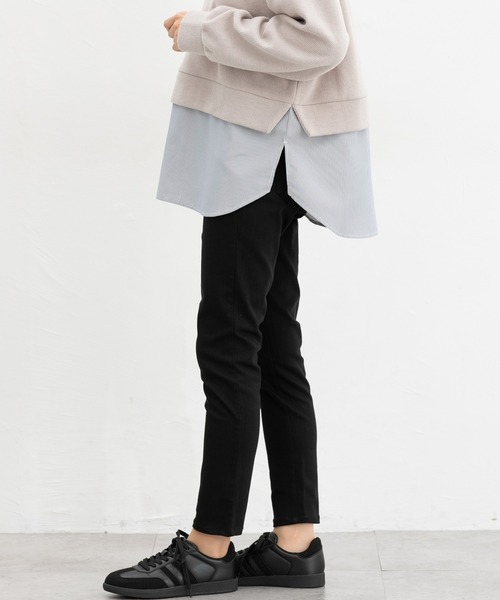 Honeys（ハニーズ）の「スリムデニムスキニー（股下６４ｃｍ）（デニムパンツ・レディース・ワンウォッシュ/ブラック・LL/SS/S/M/L）」の6枚目の写真