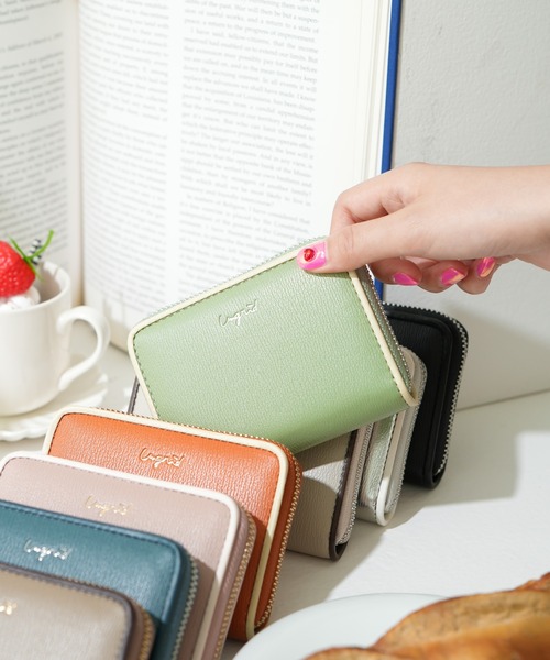 【Ungrid/アングリッド】 マイクロファイバー パイピングラウンドジャバラミニウォレット（財布）｜Ungrid（アングリッド）