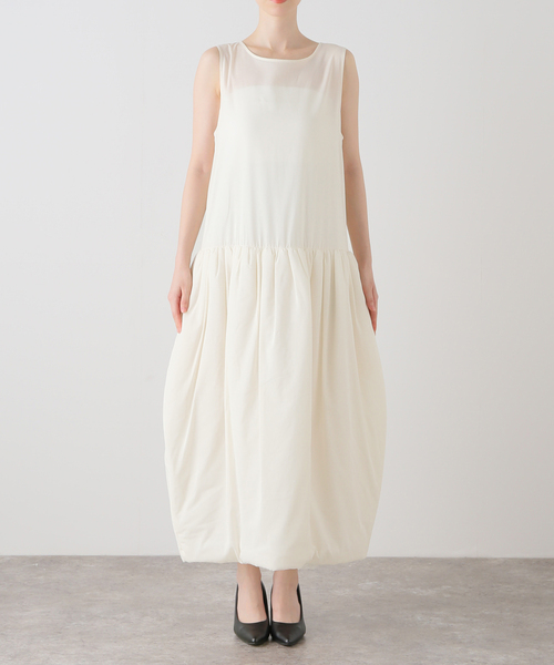 AMOMENTO/アモーメント SHEER SHIRRIG PADDED DRESS ワンピース 