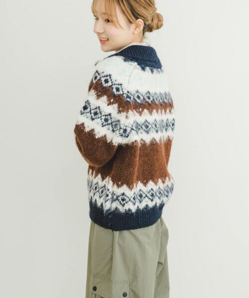 ポロジーンズ　カウチンニットカーディガン　ウール　ビッグイーグルロゴ セール】ノルディック柄カウチンニットカーディガン（カーディガン