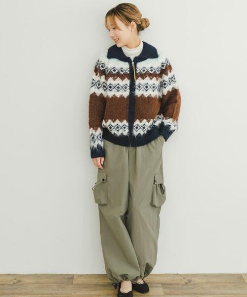 ITEMS URBANRESEARCH（アイテムズ アーバンリサーチ）の「シャギーカウチンニットカーディガン（カーディガン/ボレロ・レディース・ネイビー/モカ・FREE）」の7枚目の写真