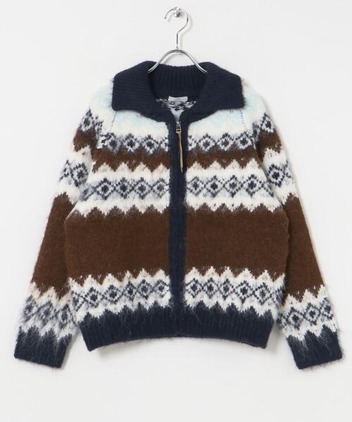 ITEMS URBANRESEARCH（アイテムズ アーバンリサーチ）の「シャギーカウチンニットカーディガン（カーディガン/ボレロ・レディース・ネイビー/モカ・FREE）」の9枚目の写真