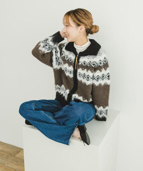 ITEMS URBANRESEARCH（アイテムズ アーバンリサーチ）の「シャギーカウチンニットカーディガン（カーディガン/ボレロ・レディース・ネイビー/モカ・FREE）」の16枚目の写真