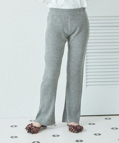 セール】【リンクコーデ】【ママサイズ】リブ編み ニット フレア