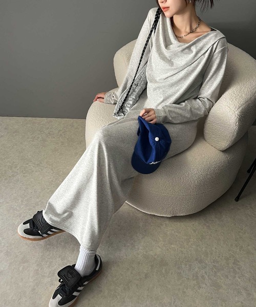 classicalelf(クラシカルエルフ)の「大人女性のきれいめリラックススタイル。フライスカットソードレープロングワンピース(ワンピース・レディース・ブラウン/オートミール/チャコール・X-LARGE/SMALL/MEDIUM/LARGE)」の15枚目の写真