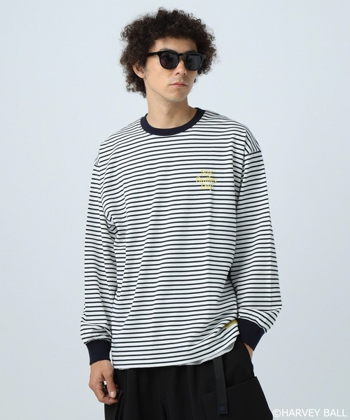 SMILEY FACE(スマイリーフェイス)の「【SMILEY FACE(スマイリーフェイス)】HELLOSMILEY長袖Tシャツ(Tシャツ/カットソー・メンズ・ブラック/グレー/オフホワイト/その他1・MEDIUM/LARGE)」の4枚目の写真
