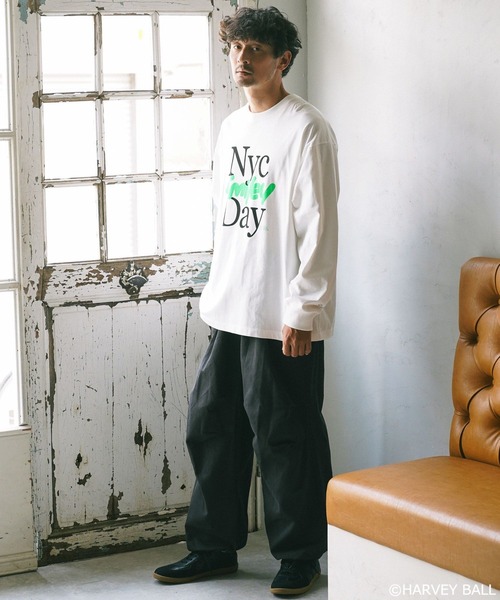 SMILEY FACE(スマイリーフェイス)の「【SMILEY FACE(スマイリーフェイス)】HELLOSMILEY長袖Tシャツ(Tシャツ/カットソー・メンズ・ブラック/グレー/オフホワイト/その他1・MEDIUM/LARGE)」の6枚目の写真