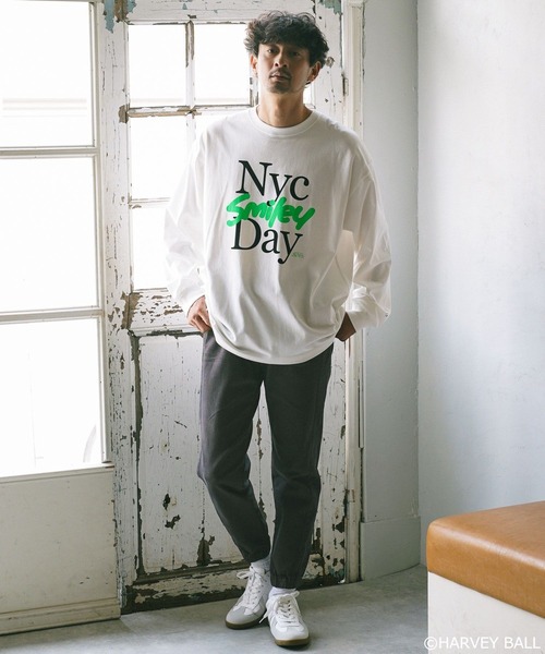 SMILEY FACE(スマイリーフェイス)の「【SMILEY FACE(スマイリーフェイス)】HELLOSMILEY長袖Tシャツ(Tシャツ/カットソー・メンズ・ブラック/グレー/オフホワイト/その他1・MEDIUM/LARGE)」の7枚目の写真