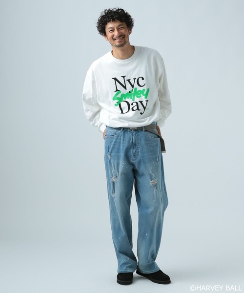 SMILEY FACE(スマイリーフェイス)の「【SMILEY FACE(スマイリーフェイス)】HELLOSMILEY長袖Tシャツ(Tシャツ/カットソー・メンズ・ブラック/グレー/オフホワイト/その他1・MEDIUM/LARGE)」の8枚目の写真