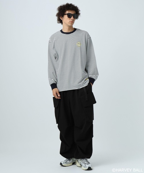 SMILEY FACE(スマイリーフェイス)の「【SMILEY FACE(スマイリーフェイス)】HELLOSMILEY長袖Tシャツ(Tシャツ/カットソー・メンズ・ブラック/グレー/オフホワイト/その他1・MEDIUM/LARGE)」の5枚目の写真