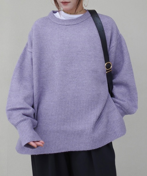 ニット セーター 「hideka select」フィッシュテールもちもちスリットニットプルオーバー/セーター レディース hideka select》フィッシュテールもちもちスリットニットプル
