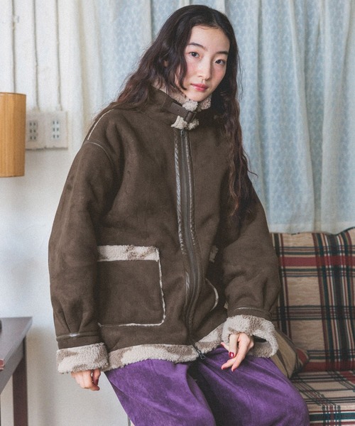 niko and...（ニコアンド）の「ムートンボアジャケット（ムートンコート・レディース・ライトベージュ/ブラウン/チャコール・FREE）」の11枚目の写真