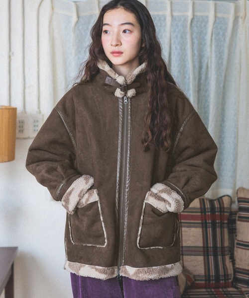 niko and...（ニコアンド）の「ムートンボアジャケット（ムートンコート・レディース・ライトベージュ/ブラウン/チャコール・FREE）」の12枚目の写真