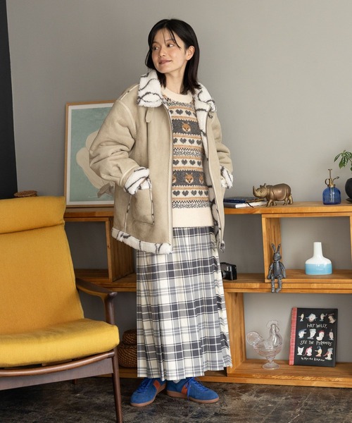 niko and...（ニコアンド）の「ムートンボアジャケット（ムートンコート・レディース・ライトベージュ/ブラウン/チャコール・FREE）」の14枚目の写真