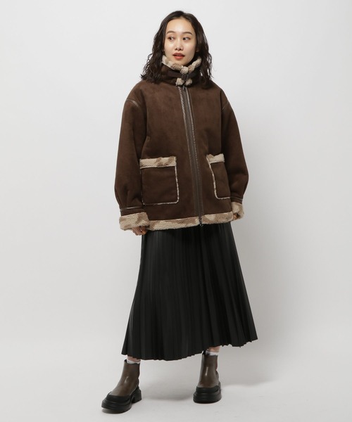 niko and...（ニコアンド）の「ムートンボアジャケット（ムートンコート・レディース・ライトベージュ/ブラウン/チャコール・FREE）」の21枚目の写真