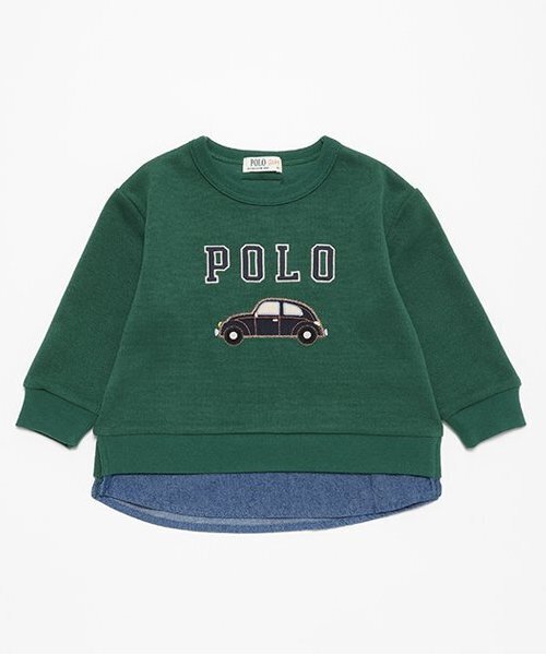 petit main(プティマイン)の「【POLO BCS】ロゴアップリケ長袖Tシャツ(Tシャツ/カットソー・キッズ・グリーン/ネイビー/トップグレー・80cm/90cm/100cm/110cm/120cm/130cm)」の1枚目の写真