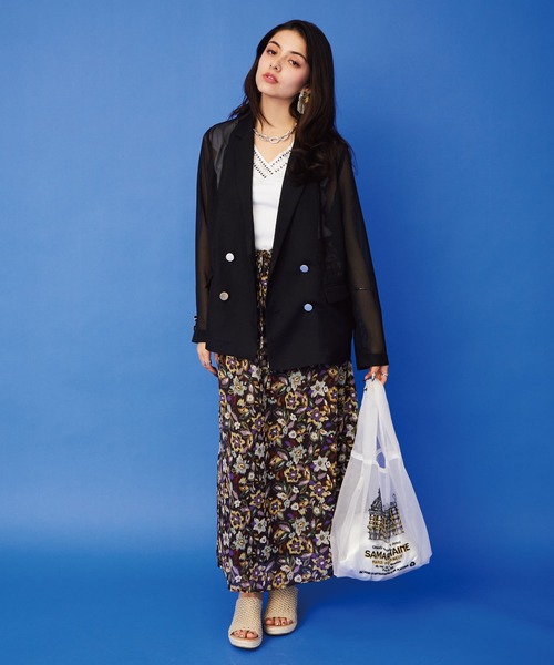 JETSET SOLO PLUS (ジェットセットソロプラス)の「【the Korner】フラワープリント ナロースカート(スカート・レディース・ブルー・38)」の4枚目の写真