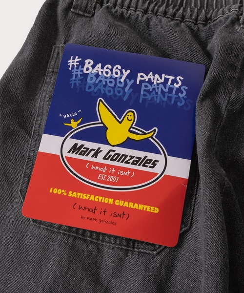 （What it isNt）ART BY MARKGONZALES（ワットイットイズント）の「【(What it isNt) ART BY MARK GONZALES/ワットイットイズント マークゴンザレス】ピスネーム付デニムスケーターパンツ バギーパンツ ウエストシャーリング（デニムパンツ・メンズ・ライトインディゴブルー/ケミカルウォッシュ/ブラック系その他/ブラック/インディゴブルー・XL/L/M）」の12枚目の写真