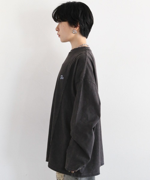 RAGEBLUE（レイジブルー）の「リメイク風/ドッキングピグメントロングTシャツ（Tシャツ/カットソー・レディース・アイボリー/ブラック/ブラウン・FREE）」の17枚目の写真