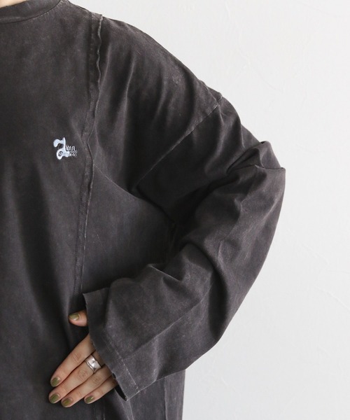 RAGEBLUE（レイジブルー）の「リメイク風/ドッキングピグメントロングTシャツ（Tシャツ/カットソー・レディース・アイボリー/ブラック/ブラウン・FREE）」の21枚目の写真