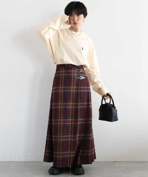 RAGEBLUE（レイジブルー）の「リメイク風/ドッキングピグメントロングTシャツ（Tシャツ/カットソー・レディース・アイボリー/ブラック/ブラウン・FREE）」の4枚目の写真