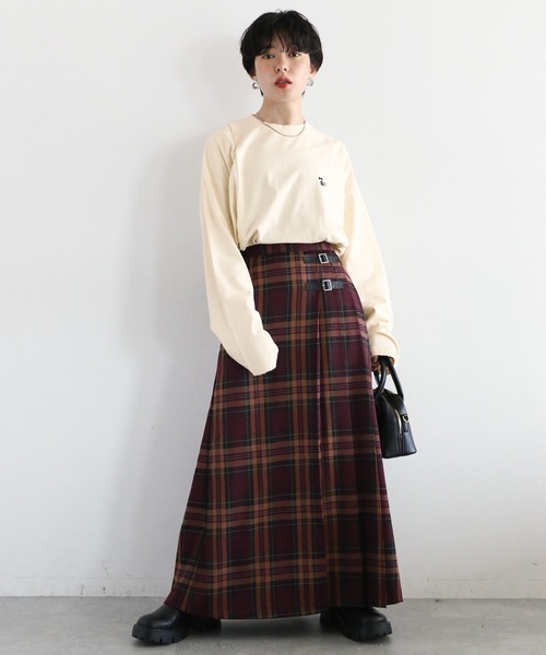 RAGEBLUE（レイジブルー）の「リメイク風/ドッキングピグメントロングTシャツ（Tシャツ/カットソー・レディース・アイボリー/ブラック/ブラウン・FREE）」の5枚目の写真