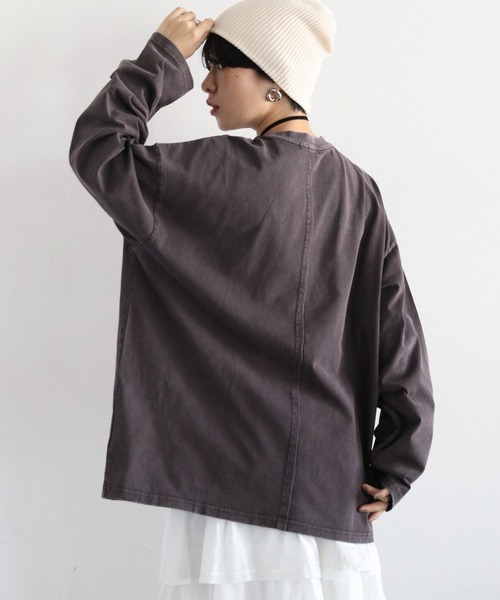 RAGEBLUE（レイジブルー）の「リメイク風/ドッキングピグメントロングTシャツ（Tシャツ/カットソー・レディース・アイボリー/ブラック/ブラウン・FREE）」の15枚目の写真