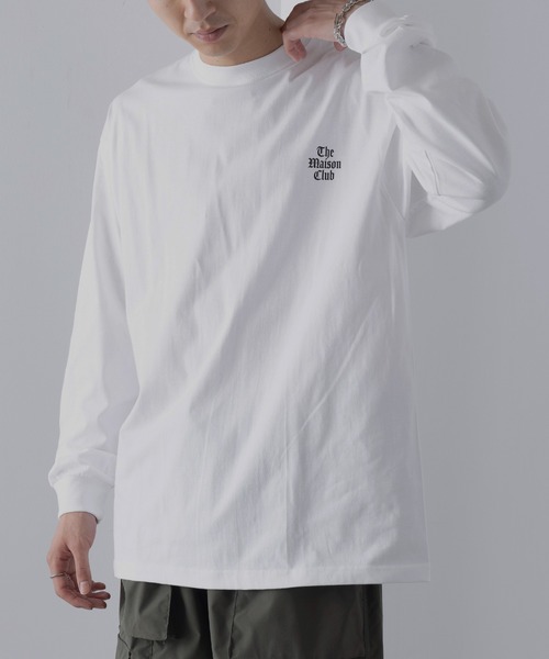 MAISON CLUB（メゾンクラブ）の「【MAISON CLUB】ワンポイントロゴロングTシャツ THE MAISON CLUB　ロンT（Tシャツ/カットソー・メンズ・グレー/ブラック/ホワイト/グレー系その他2・XL/L）」の2枚目の写真