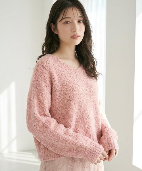Feroux（フェルゥ）の「【洗える】リボンヤーン プルオーバーニット（ニット/セーター・レディース・ブルー系/アイボリー系/ピンク系・F）」の5枚目の写真