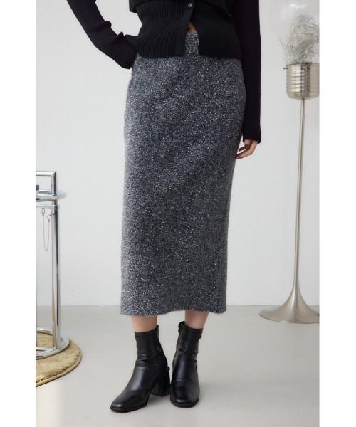 AZUL by moussy（アズールバイマウジー）の「ラメシャギーニットスカート（スカート・レディース・ブラック/グレー・FREE）」の3枚目の写真