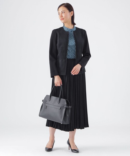 TRANS WORK(トランスワーク)の「【L】【ウォッシャブル】ストレッチスエードニットコンビジャケット(テーラードジャケット・レディース・ネイビー・46/44)」の3枚目の写真