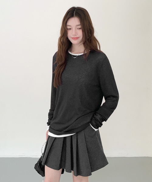 by LEGNA(バイレグナ)の「リブシアートップス(Tシャツ/カットソー・レディース・ブラック/ライトブルー/グレー/ベージュ/モカ/ホワイト/スカイブルー・LARGE/MEDIUM)」の14枚目の写真