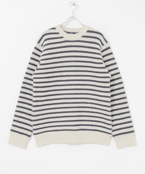 ITEMS URBANRESEARCH（アイテムズ アーバンリサーチ）の「クルーネック ボーダー ニット（ニット/セーター・メンズ・ブルー/アイボリー/ブラック・MEDIUM/LARGE）」の7枚目の写真