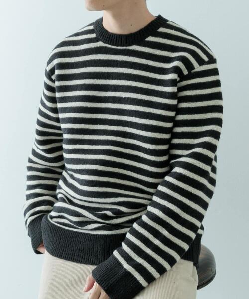 ITEMS URBANRESEARCH（アイテムズ アーバンリサーチ）の「クルーネック ボーダー ニット（ニット/セーター・メンズ・ブルー/アイボリー/ブラック・MEDIUM/LARGE）」の21枚目の写真