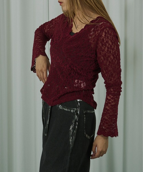 Ezick(エジック)の「Classic ladyベロアレーストップス(Tシャツ/カットソー・レディース・ブラック/ボルドー・FREE)」の17枚目の写真