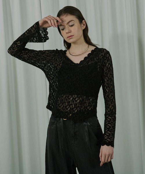 Classic ladyベロアレーストップス（Tシャツ/カットソー