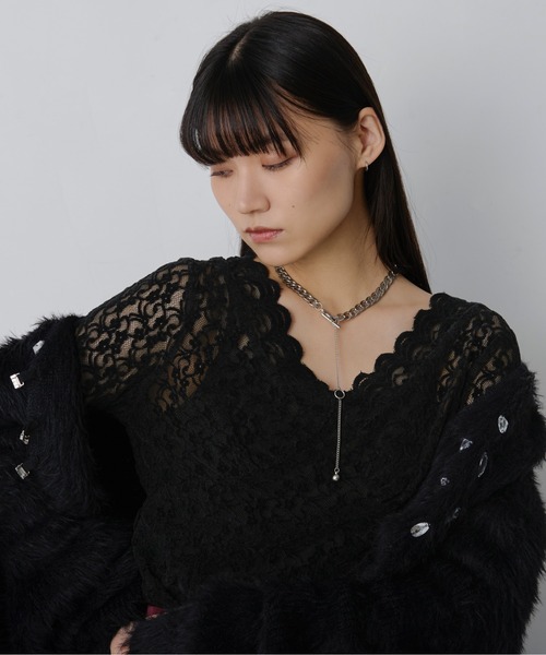 Classic ladyベロアレーストップス（Tシャツ/カットソー