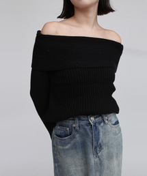 ルーズオフショルリブニット【JD】