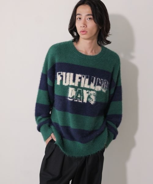 PBLIM(ページボーイリム)の「PBLIM/フェザーボーダーニット(ニット/セーター・レディース・ブルー/グリーン・FREE)」の9枚目の写真